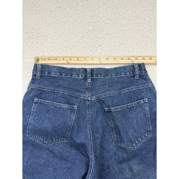 Vtg Blue Creek Jeans Suede Leather Front Patches Denim Womens 16 Hi Rise Western - Picture 6 of 6